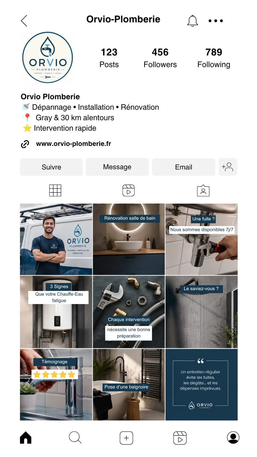 Feed Instagram harmonisé — Orvio Plomberie