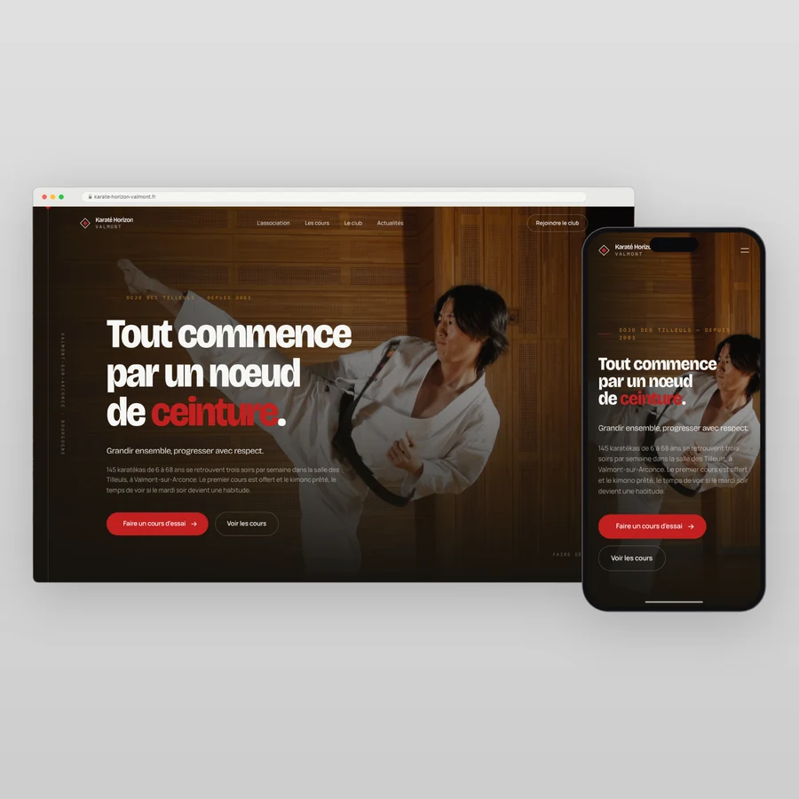 Site vitrine responsive affiché sur ordinateur et mobile